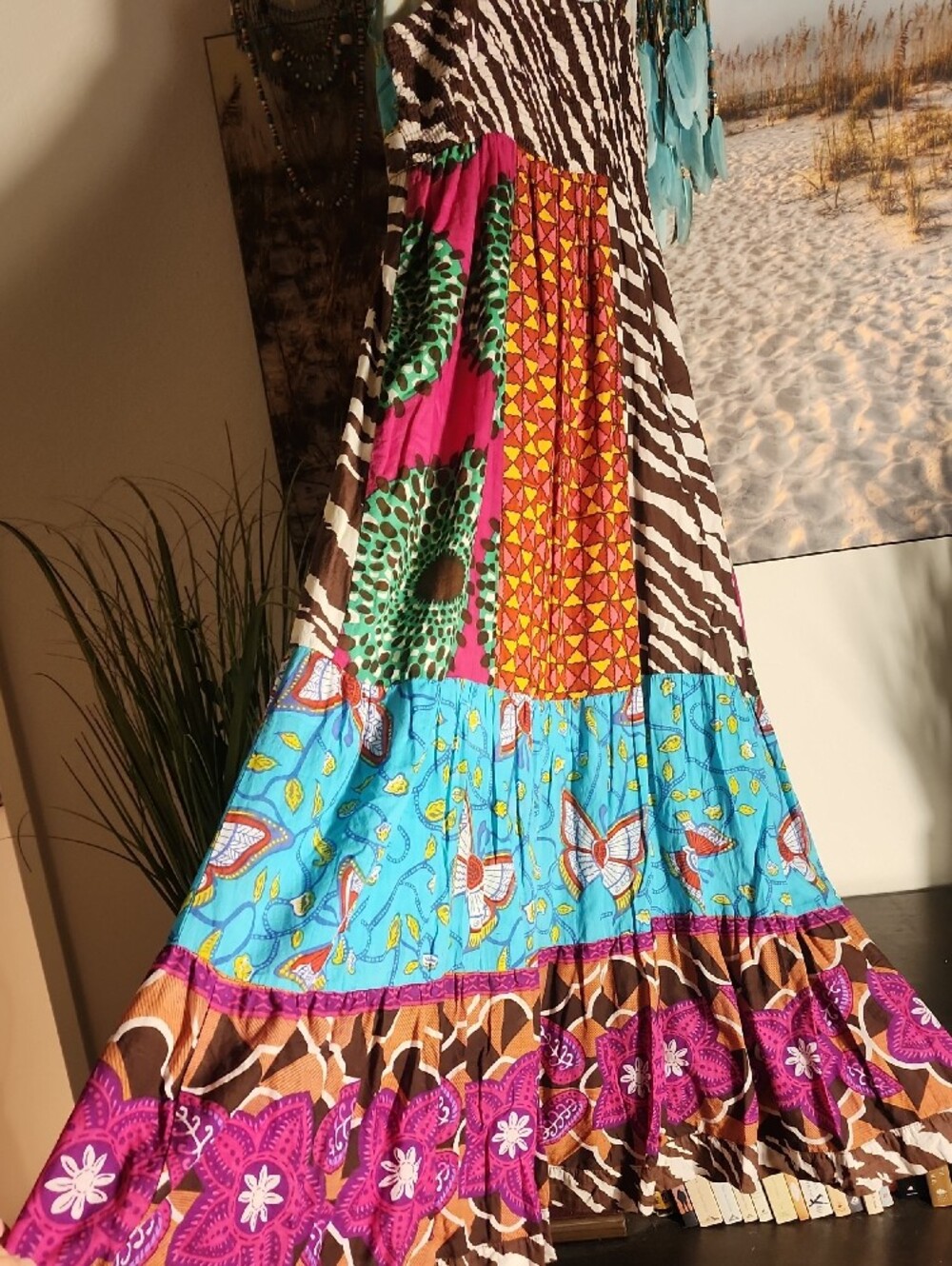 Boho Multi-Color Patchwork Maxi Dress - Picture 6 of 10